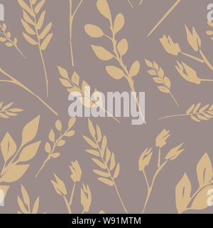 Vektor nahtlose Muster von verschiedenen gelbe Zweige auf grauem Hintergrund Stock Vektor