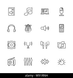 Sound, Rundfunk Symbole - schwarzes Symbol auf weißem Hintergrund. Einfache Abbildung. Flache Vektor Icon. Spiegelbild. In logo web mobile verwendet werden. Stock Vektor