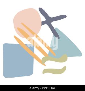 Vector Abbildung des geometrischen Figuren in Pastellfarben auf weißem Hintergrund Stock Vektor