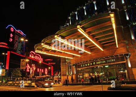 ---- Blick auf die Sands Casino Macau, das von Las Vegas Sands Corp., in Macau, China, 26. November 2009. Macaus Casinos brutto verbucht, gam Stockfoto