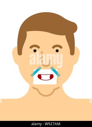 Happy mouth Aufkleber auf dem Gesicht. Lächelnd Kerl Gesicht. Vector Illustration Stock Vektor