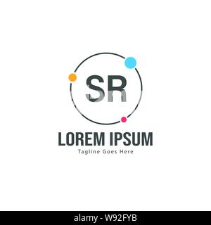 Erste SR logo Vorlage mit modernen Rahmen. Minimalistische SR schreiben logo Vector Illustration Design Stock Vektor