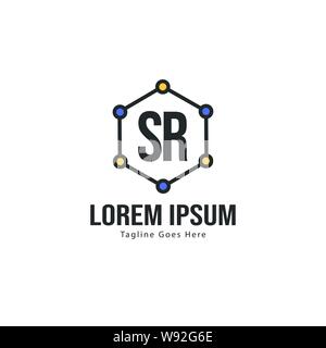 Erste SR logo Vorlage mit modernen Rahmen. Minimalistische SR schreiben logo Vector Illustration Design Stock Vektor
