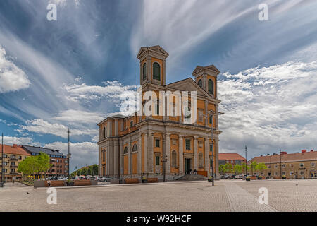 Die Fredrik Kirche ist in Karlskrona, Blekinge, Südschweden. Am Stortorget, dem Hauptplatz der Stadt entfernt. Stockfoto