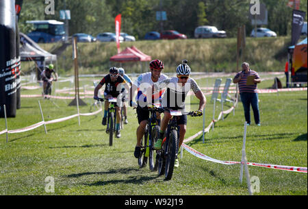 Elektrische Mountainbike Rennen in 2019 Sea Otter Europa großes Festival, Girona, Spanien Stockfoto