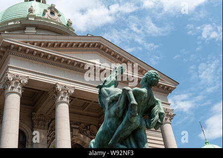 Haus der Nationalversammlung der Republik Serbien, Nikola Pašić Square, Belgrad, Serbien. Stockfoto