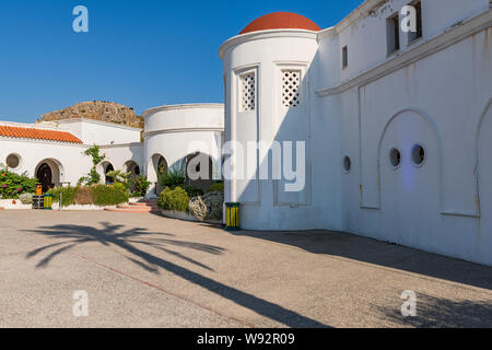 Kalithea Frühling Therme Architektur außen bei Tageslicht, Rhodos, Griechenland. Stockfoto