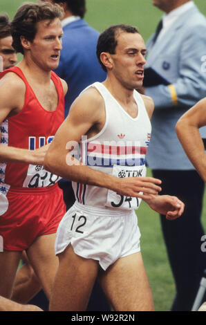 Steve Ovett Briten im europäischen Meisterschaft einem athletischen und middel Langstreckenläufer und Olympiasieger in der olympischen Spiele 1980 in Moskau Stockfoto