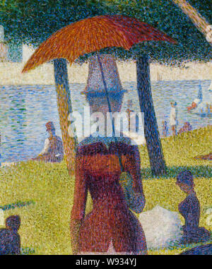 Pointillistischen Malerei, Georges Seurat, hohe Auflösung detail Erntegut aus "Ein Sonntagnachmittag auf der Insel La Grande Jatte', pointillismus Technik, 1884-1886 Stockfoto