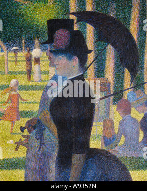 Pointillismus Malerei, Georges Seurat, hohe Auflösung detail Erntegut aus "Ein Sonntagnachmittag auf der Insel La Grande Jatte', Pointillistischen Technik, 1884-1886 Stockfoto