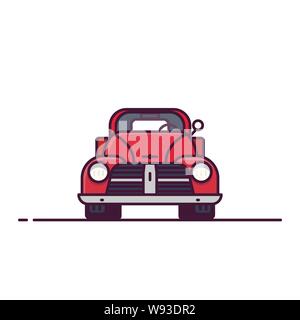 Vorderansicht des retro Pickup. Linienstil Vector Illustration. Off Road und Abholung Lieferung retro Fahrzeug Banner. Offroad alten Auto von vorne sehen. Klasse Stock Vektor