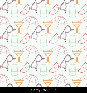 Cute Beach Life doodle nahtlose Muster auf Aqua Frühling Hintergrund Vector Illustration - Fabric winter Design Kollektion Stockfoto