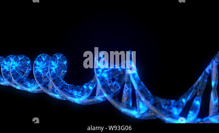 DNA. Abstrakten 3d polygoal Drahtmodell DNA-Molekül helix Spirale. Die medizinische Wissenschaft Hintergrund. Stockfoto