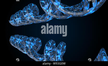 DNA. Abstrakten 3d polygoal Drahtmodell DNA-Molekül helix Spirale. Die medizinische Wissenschaft Hintergrund. Stockfoto