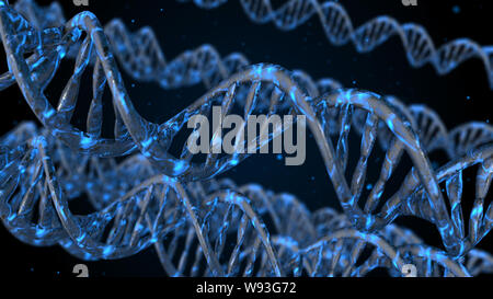 DNA. Abstrakten 3d polygoal Drahtmodell DNA-Molekül helix Spirale. Die medizinische Wissenschaft Hintergrund. Stockfoto