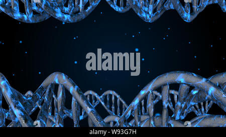 DNA. Abstrakten 3d polygoal Drahtmodell DNA-Molekül helix Spirale. Die medizinische Wissenschaft Hintergrund. Stockfoto