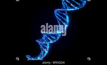 DNA. Abstrakten 3d polygoal Drahtmodell DNA-Molekül helix Spirale. Die medizinische Wissenschaft Hintergrund. Stockfoto