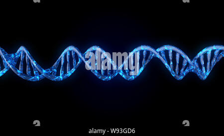 DNA. Abstrakten 3d polygoal Drahtmodell DNA-Molekül helix Spirale. Die medizinische Wissenschaft Hintergrund. Stockfoto
