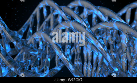 DNA. Abstrakten 3d polygoal Drahtmodell DNA-Molekül helix Spirale. Die medizinische Wissenschaft Hintergrund. Stockfoto