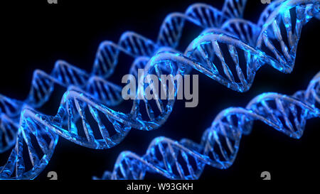 DNA. Abstrakten 3d polygoal Drahtmodell DNA-Molekül helix Spirale. Die medizinische Wissenschaft Hintergrund. Stockfoto