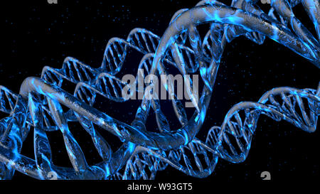 DNA. Abstrakten 3d polygoal Drahtmodell DNA-Molekül helix Spirale. Die medizinische Wissenschaft Hintergrund. Stockfoto