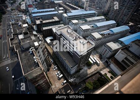 ------ Luftbild von Tilan Tilanqiao Gefängnis oder Brücke Gefängnis in Downtown Shanghai, China, 11. Juli 2013. Im Tilanqiao Gefängnis in Shanghai, die ha Stockfoto