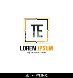 Erste TE logo Vorlage mit modernen Rahmen. Minimalistische TE schreiben logo Vector Illustration Design Stock Vektor