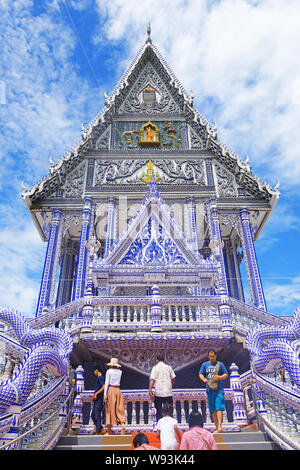 Blau Tempel Wat Paknam khaem Nu, Provinz Chanthaburi, Thailand Stockfoto
