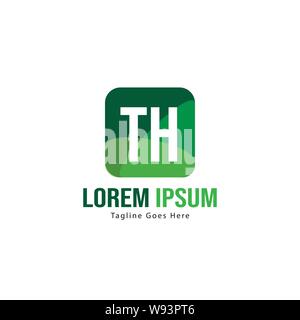 Erste TH logo Vorlage mit modernen Rahmen. Minimalistische schreiben TH logo Vector Illustration Design Stock Vektor