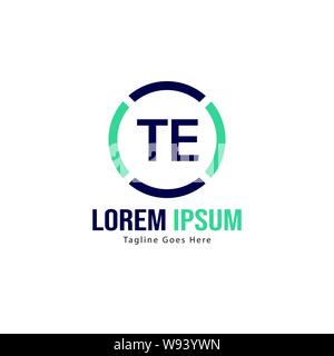 Erste TE logo Vorlage mit modernen Rahmen. Minimalistische TE schreiben logo Vector Illustration Design Stock Vektor