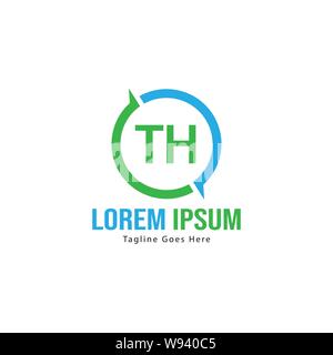 Erste TH logo Vorlage mit modernen Rahmen. Minimalistische schreiben TH logo Vector Illustration Design Stock Vektor