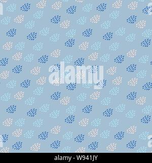 Eine nahtlose Polka Dots vector Pattern mit Regentropfen in Pastell blau und rosa. Oberfläche print Design. Stock Vektor