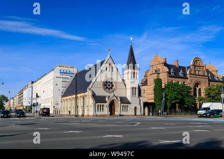 Kopenhagen, Dänemark - 10. Juli 2019: Die Kirche Norre Gyldenlovesgade Dogade auf der Straße Stockfoto