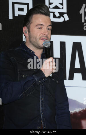 Irischer Sänger Shane Filan, einer der führenden Sänger des ehemaligen Boyband Westlife, spricht während einer Werbeveranstaltung für sein Debüt solo Album, Sie und mich, Stockfoto