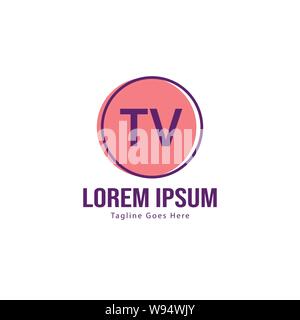Erste TV-logo Vorlage mit modernen Rahmen. Minimalistische schreiben TV logo Vector Illustration Design Stock Vektor