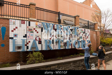 West Hartford Stadtschild in CT Stockfoto