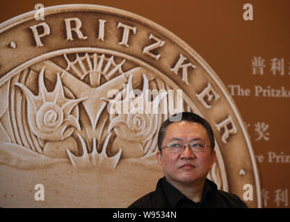 2012 Pritzker Architecture Prize Sieger Wang Shu ist dargestellt auf einer Pressekonferenz in Peking, China, 25. Mai 2012. Chinesische Architektin Wang Shu Receiv Stockfoto