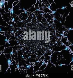 Neuronen mit elektrische Zündungen. Abstrakt Fractal Stockfoto