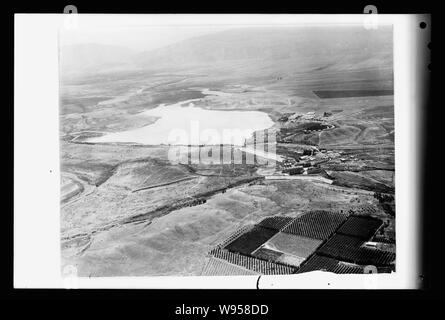 Luft Ansichten. P.E.C. h, Palästina Electric Corporation (Reutenberg's) Jordanien Kraftwerk, das gesamte System, Yarmuk Tal im Abstand Stockfoto