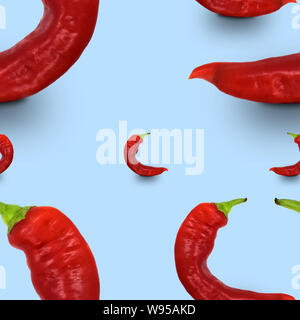 Nahtlose Muster rot Paprika auf blauem Hintergrund. Abbildung für Ihr Design, Geschenkpapier, Web, Tapete, Stoff Stockfoto