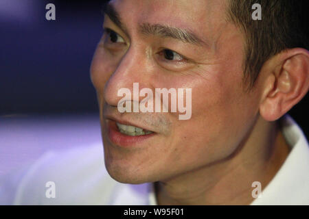Hong Kong Sänger und Schauspieler Andy Lau wird dargestellt, während eine Charity-aktion in Hong Kong Ocean Park in Hongkong, China, 12. Juli 2012. Stockfoto