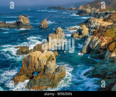 Surf, Arch Rock, Garrapata State Park, Big Sur, Monterey County, Kalifornien Stockfoto