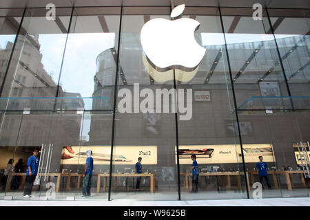 ---- Blick auf einen Apple Store in Shanghai, China, 21. September 2011. Apple Inc. ist auf der Suche zu öffnen Flagship Stores in den großen chinesischen Städten von Ch Stockfoto