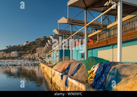 WHARF HAFEN VON BLANES COSTA BRAVA GERONA KATALONIEN SPANIEN Stockfoto