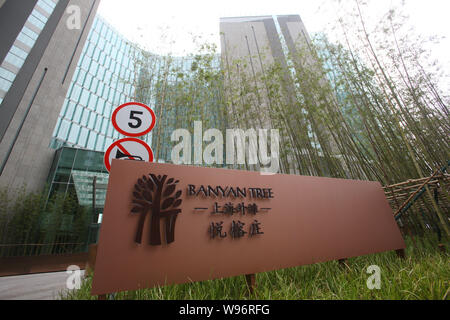 Blick auf Banyan Tree Shanghai am Bund in Shanghai, China, 29. Oktober 2012. Banyan Tree eröffnete sein erstes Resort in Shanghai Banyan Tree Shanghai Stockfoto