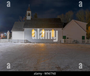 Nacht der Vereinigten Kirche in Canmore, Alberta, Kanada Stockfoto