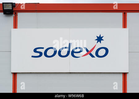 Signage für Sodexo Büros in Salford Quays, Manchester, UK. Stockfoto