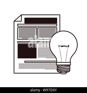 Datei Blatt mit Glühbirne in weißer Hintergrund Stock Vektor