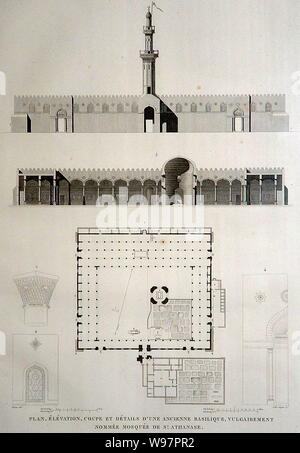 Description de l'Egypte, Antiquites V, Platte 38, Abschnitt und Plan Der attarine Moschee, C., 1798, in der panckoucke Ausgabe 1821-9 veröffentlicht. Stockfoto