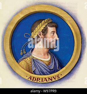 Beschreibung des douze Césars avec leurs Zahlen - Adrianus. Stockfoto